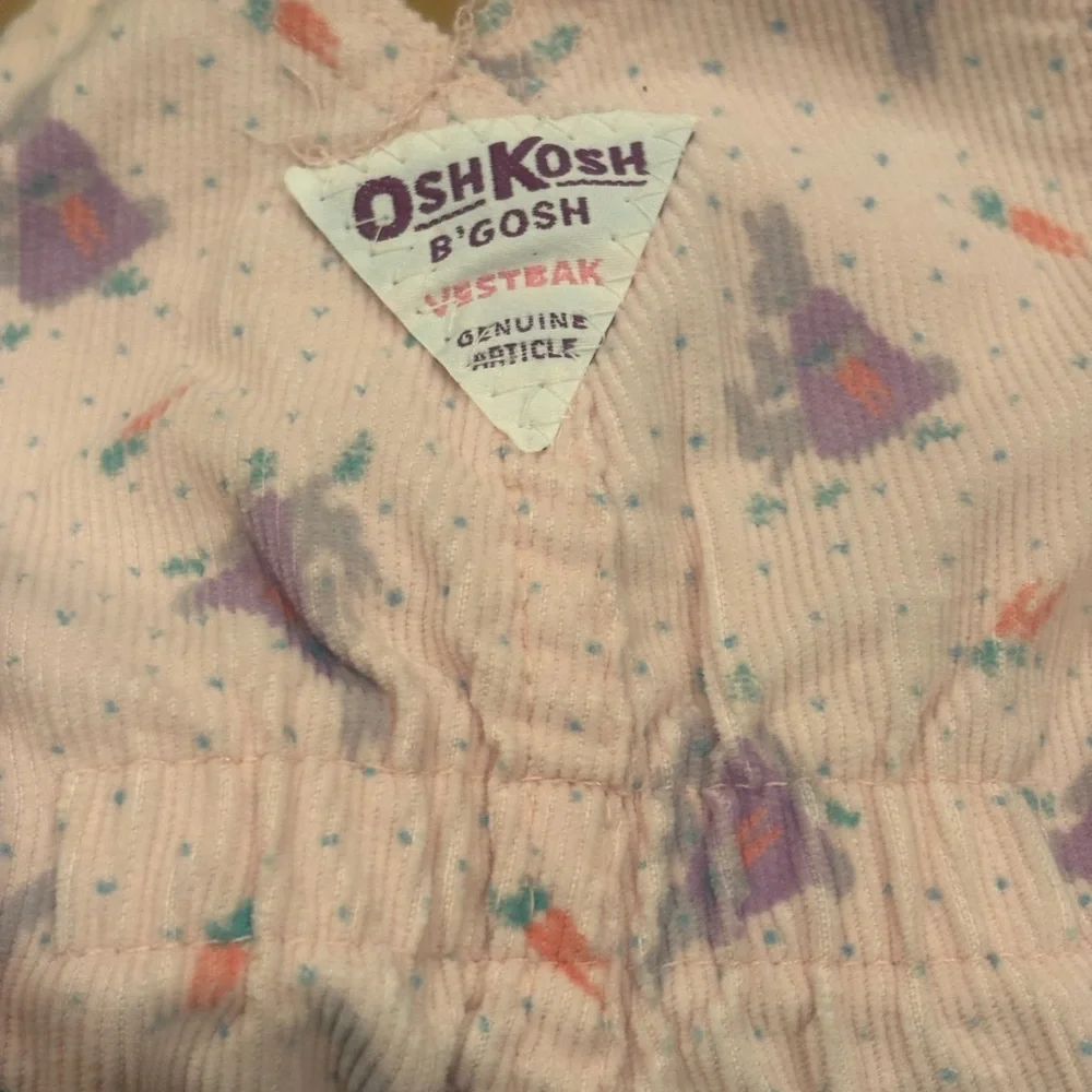 OshKosh B'gosh Vesteak Vintage‎ 80’s Light Pink Overalls with Purple Bunnies